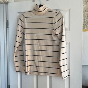 J. Crew cream/black striped turtleneck